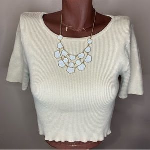 Women’s cream colored ribbed cropped sweater, size medium